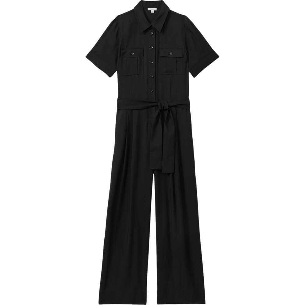 REISS JOANIE Belted Utility Wide Leg Jumpsuit